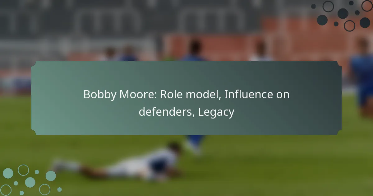 Bobby Moore: Role model, Influence on defenders, Legacy